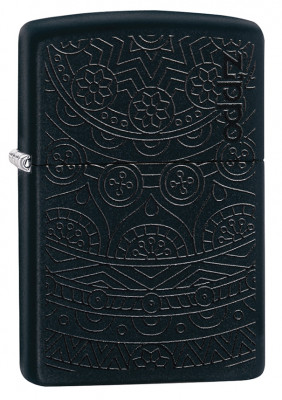 Зажигалка ZIPPO Tone on Tone Design с покрытием Black Matte чёрная, матовая 29989