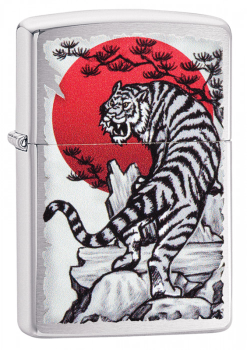 Зажигалка ZIPPO Asian Tiger Design с покрытием Brushed Chrome 29889  